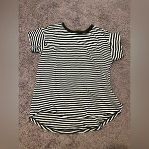 Black and White Striped Women's Top